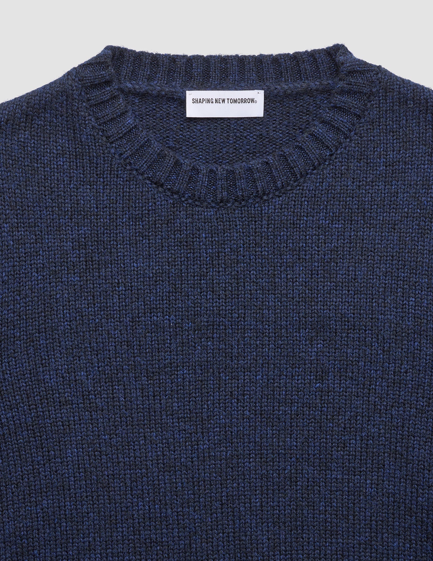 Chunky Soft Wool Knit Crewneck Dark Navy Melange